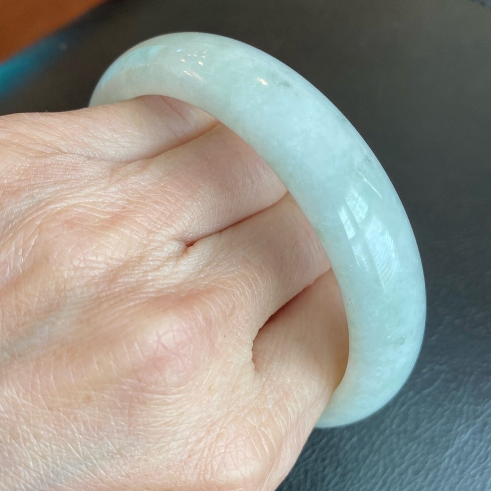 White Jade Bangle Bracelet 59mm Width 15mm - Picture 4 of 13